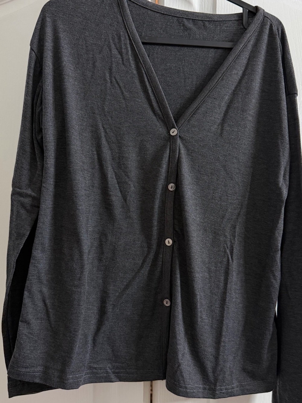 Women's Dark Gray Button-Front Sleep Cardigan